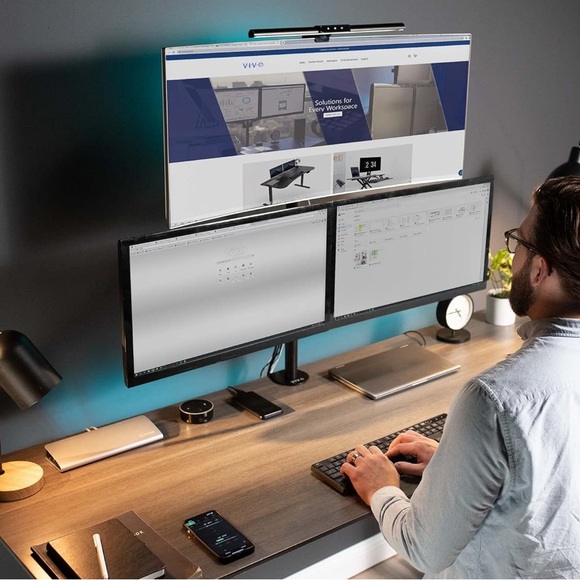 PUTORSEN Triple Monitor Stand for 17"-35" Monitors, 80cm Tall Pole Triple - Picture 5 of 9